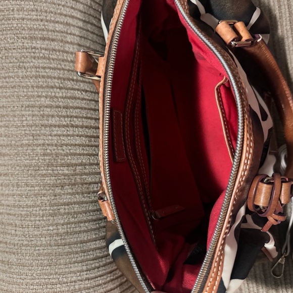Dooney & Bourke Brown and White Cow Print Satchel